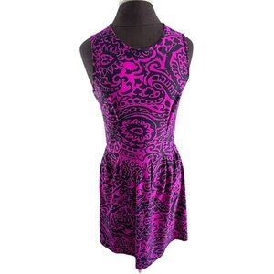 Jude Connally Black Purple Floral Catalina Cloth Jersey Sleeveless Dress Small